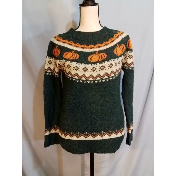 Maurices, Green sweater with pumpkins for autumn - Picture 1 of 7